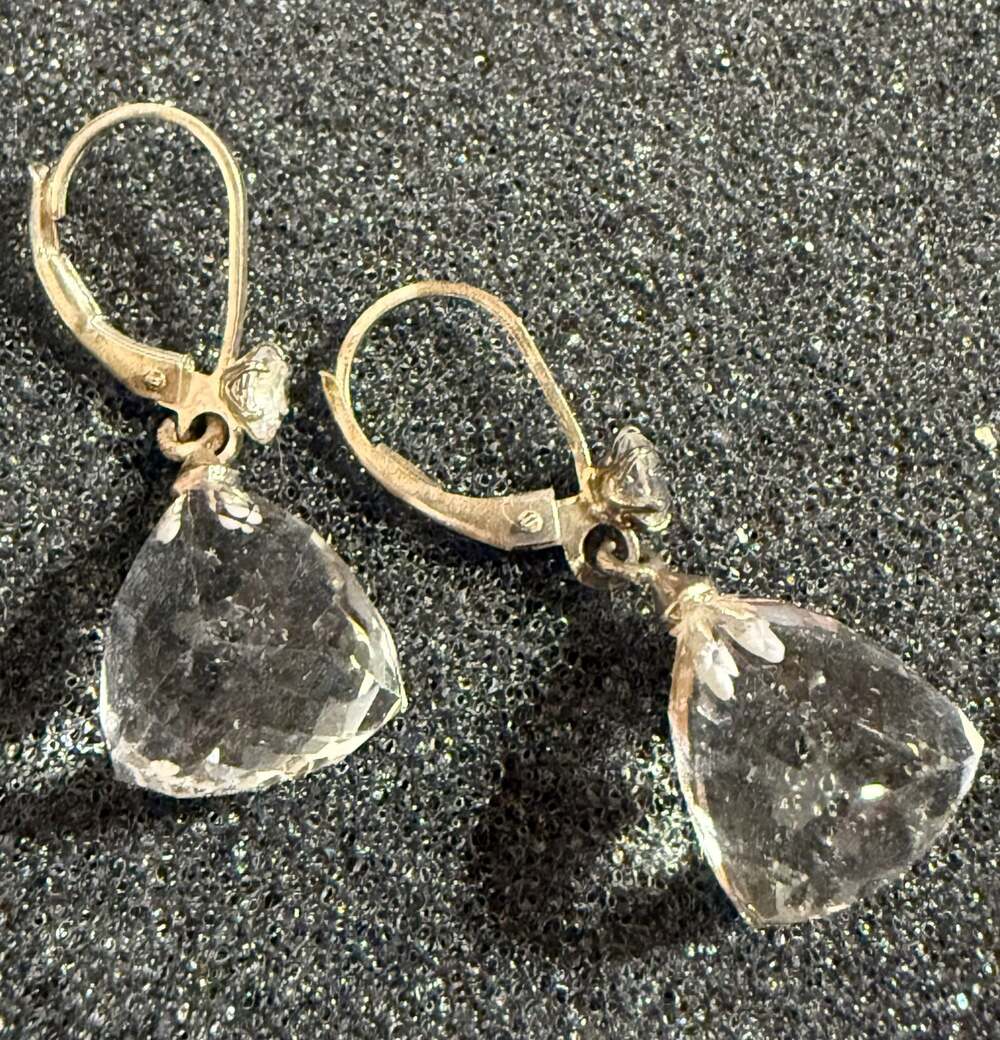 Deb Guyot Sterling Silver Clear Quartz and White Topaz Lever-back Drop Earrings